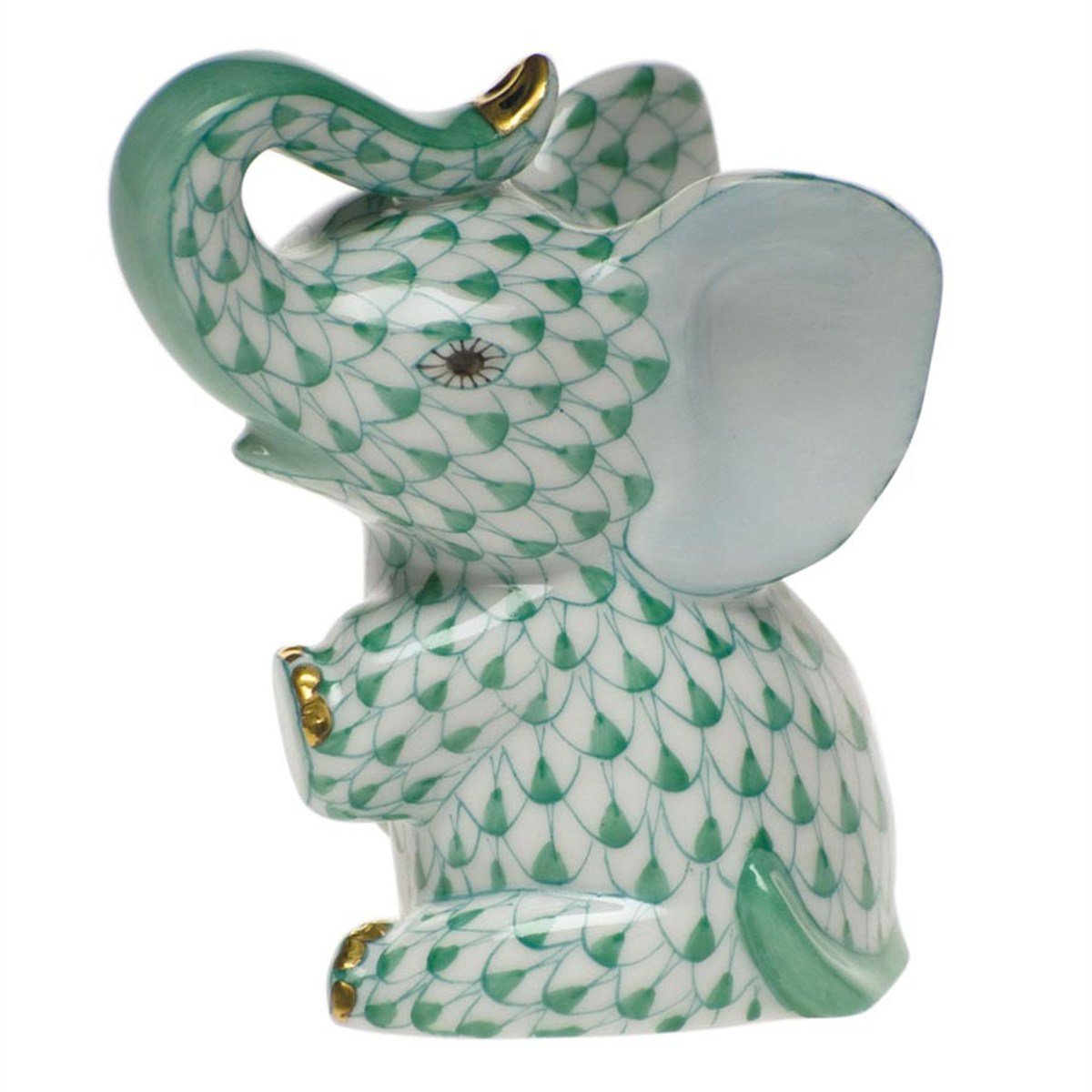 Amazon.co.jp: ヘレンドのFigurine赤ちゃん象SittingグリーンFishnet